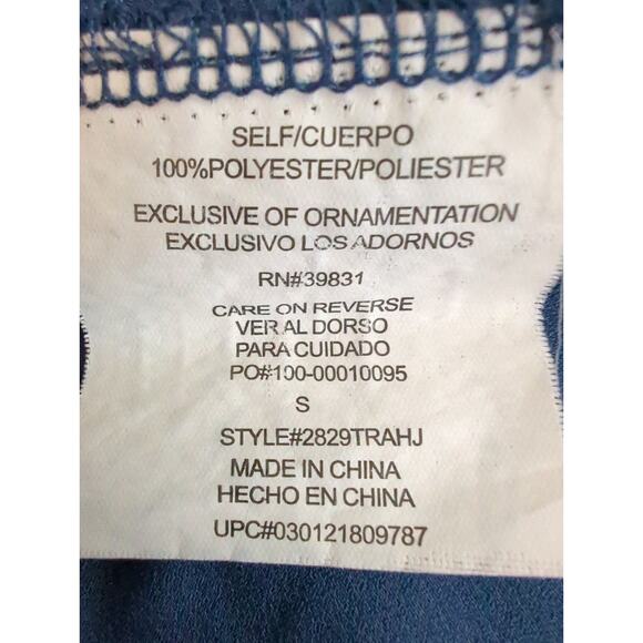 Takara Blue Cream Teal Boho Long Sleev Blouse Tassels Embroidered Womens Size S - Picture 4 of 5